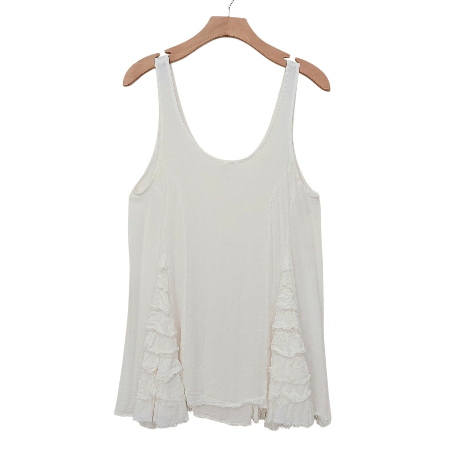 Free People Intimately Tank Top Womens Small White Soft Textured Rayon Beach